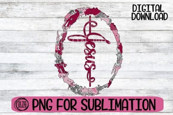 Jesus Cross Pink Camo PNG Sublimation