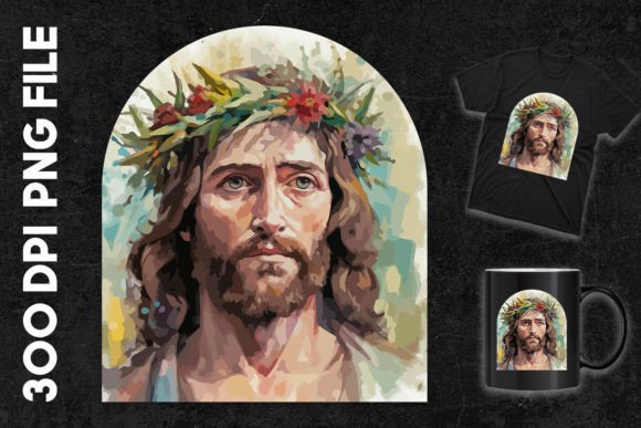 Jesus with a Crown of Flowers T-Shirt Designs