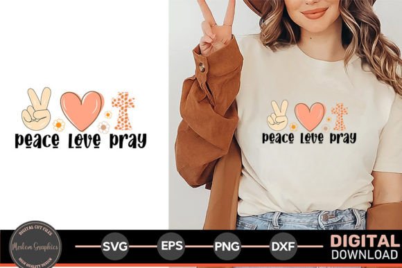 Peace Love Pray - Christian Quotes Retro T-Shirt Designs